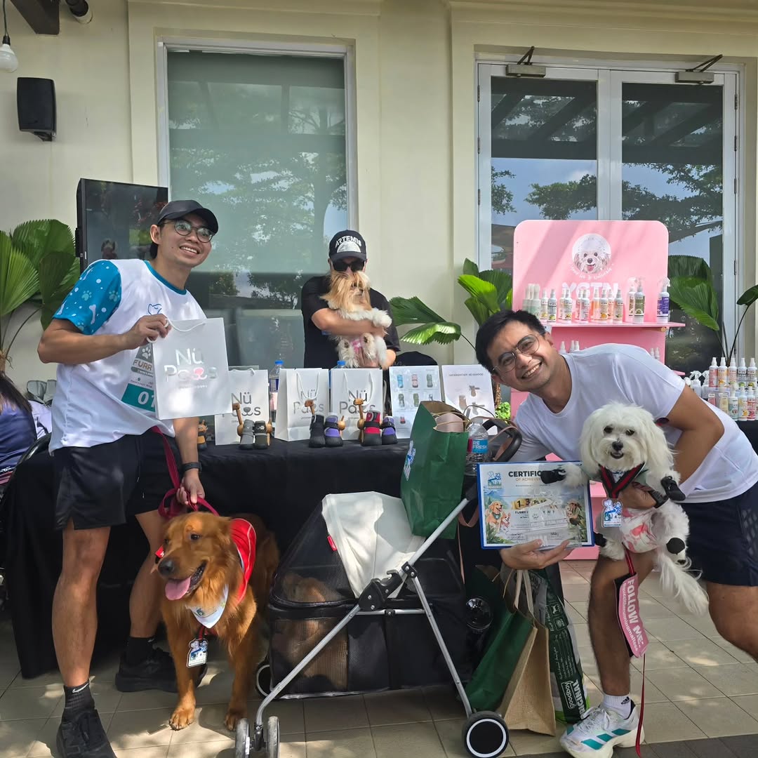 Dogs and their owners enjoying the Furry Fun Hike trail